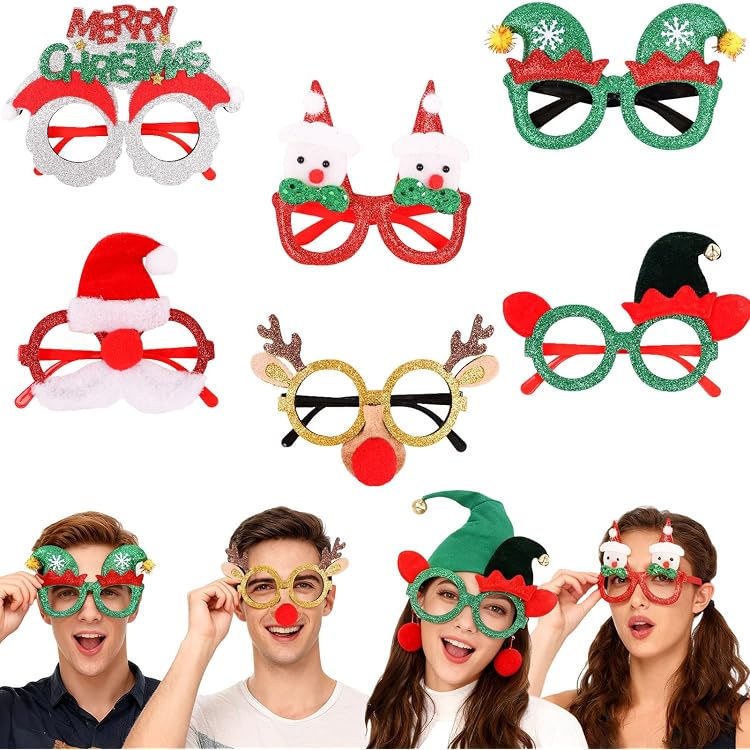 5 Stück Weihnachtsbrille, Weihnachtsparty Deko, Kr Produktbild-Vorschau 3