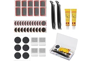 MHDUYEG 47 Piezas Parches Bicicleta Cuadrado Kit Reparacion Pinchazos Bicicleta Juego Kit de Reparación de Neumáticos para Bicicletasde Reparación de Neumáticos de Bicicleta para Ciclistas