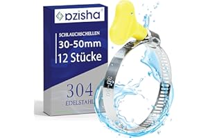 AZISHA Lot de 10 colliers de serrage de 25 à 40 mm avec écrou papillon en acier inoxydable | Collier de serrage de 9 mm pour piscine, machine à laver, voiture (30-50mm Jaune - 12 Pièces)