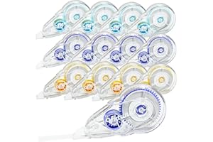Uktunu Korrekturroller 12 Stück Korrekturmaus Pocket Mouse Korrekturroller Set Roller Mäuse 14m x 5mm White Out Tape für Schule Büroadministration Notizen Markierungen