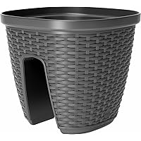 Emsa 515013 Geländertopf für den Balkon, 9 Liter, Selbstbewässerungssystem, Granit, Casa Mesh