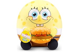 Snackles 14-inch Licensed Character SpongeBob Squarepants Plush by ZURU, Soft Doll and Cuddly Pillow Toy with Snack Accessory, 35 cm