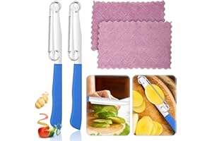 SAMAMOCA 2 pcs 3 in 1 Zaubermesser Schnellschneidmesser,Clever Messer Kartoffelschäler,Quick Slicing Knife, Veggie Peeler,Multi-functional Spargelschäler Obst und Gemüseschäler,Schnelles Messeraufsatz Schäler