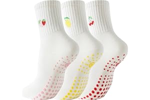 BISOUSOX Chaussettes Yoga Antidérapantes Femme Coton Chaussette Pilates Femme Cadeau pour Mère 3 Paires
