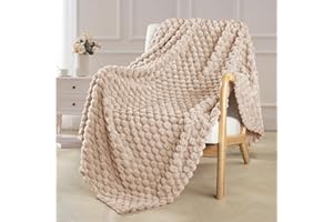 Exclusivo Mezcla Manta Cama Color Camel - Manta Sofá, Manta Polar, Franela Doble Cara Suave, Ligera y Fácil Cuidado, Todas Estaciones, Jacquard Elegante, 130x170 CM