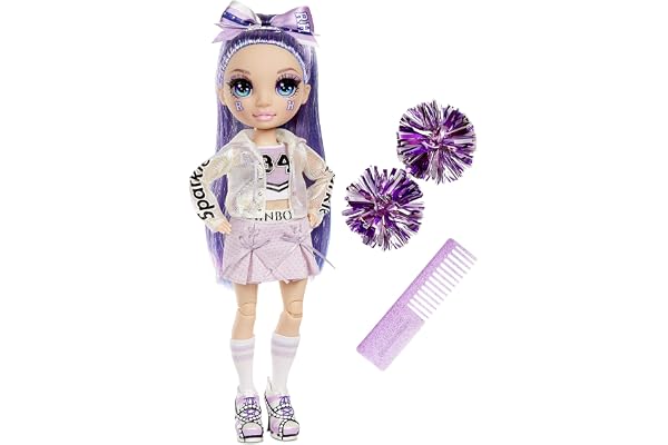 Rainbow High Poupée Mannequin Majorette. Vêtements élégants et pompons. Violet Willow, Poupée Thème Violet. Rainbow High Serie, cadeau parfait pour les filles de 6 ans et plus