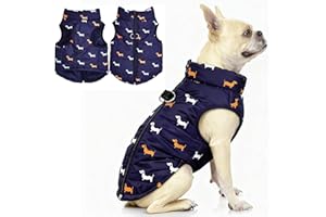 Asmea Cappottino Cane Taglia Piccola Caldo Giubbotto Cane Antivento Giacca per Cani con Anello a D sul Retro Invernale Natale Cappotto Cani Taglia Media Blu S