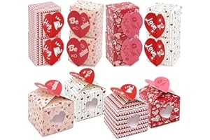 AVISKI 12 pezzi Scatole per regali di San Valentino Scatole per regali piccoli Scatole per bomboniere riciclate Scatole in cartone stampato a cuore per caramelle, biscotti e bomboniere, 4 modelli
