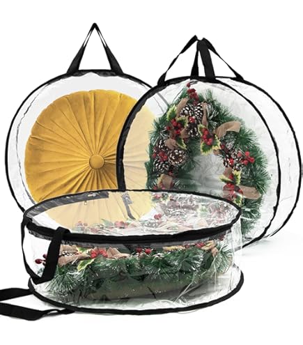 Christmas Wreath Storage Bag, Wreath Bag - Garland Container 30 Inch | 600D Oxford Fabric Garage Organization with Zipper and Reinforced Handle, Festival Decoration Accessories for Home