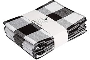 ASQUARE Set di 4 strofinacci in cotone, 50 x 70 cm, a quadretti, strofinacci per asciugatura, 220 g/m², colore: nero/bianco