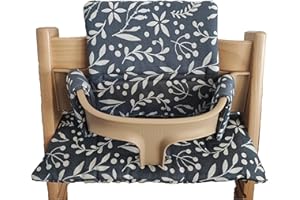 Kadem® Lunaria Lunaria - Cojín de asiento (100% algodón orgánico, 2 piezas, apto para trona Stokke Tripp Trapp, lavable a máquina, fijación rápida y fácil)