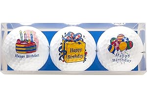 SPORTIQUES Zum Geburtstag - Golf-Geschenkset " HAPPY BIRTHDAY " bestehend aus 3 bedruckten Golfbällen - ein tolles Geschenk / Geburtstagssgeschenkfür jeden Golfer