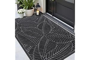 Homaxy Door Mats Indoor Outdoor, Heavy Duty Rubber Dirt Trapper Doormats, Non Slip Waterproof Floor Mat, Easy Clean Door Matt for Front Door, Entrance and Garden, 43 x 76 cm, Black