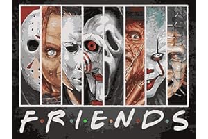 SHIXPIOV Malen nach Zahlen für Erwachsene, DIY Ölmalerei Bastelset für Anfänger und Kinder, Inklusive Knitterfreie Leinwand, Farben und 3 Pinsel, für Home Haus Deko40x50cm (Rahmenlos)-Halloween-Freunde