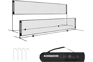 SANGMUCEN 3 m/4 m/5 m Badminton Net Set, Volleyball Net Outdoor, Height Adjustable,Portable with Carry Bag, Ideal Recreational Sports Net for Tennis, Kids Badminton or Volleyball