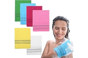 Prasacco 6 Pcs Korean Exfoliating Washcloth, Asian Exfoliating Mitt Bath Glove Washcloth Colorful Exfoliating Cloth Skincare Exfoliating Scrub Bath Cloth for Removing Dry Dead Skin (6 Colors)