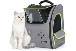 Petsfit Cat Backpack Portable Cat Carrier Backpack,Top Transparent Window Pet Carrier Backpack with Handle Carry for Small Dogs and Cats