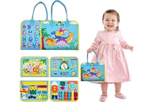 Aischens Busy Board 6 w 1 dla małych dzieci, Quiet Book Activity Board, sensoryczna zabawka edukacyjna z precyzyjną motoryką, puzzle, zabawka motoryczna dla małych dzieci od 1, 2, 3, 4, 5 lat