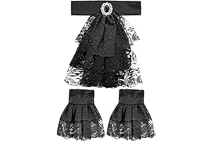 W WIDMANN MILANO Party Fashion - Jabot aus Spitze, mit 2 Manschetten, Accessoire Set, Zubehör für Kostüme zu Karneval
