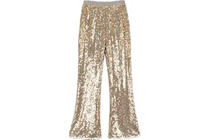 LOLANTA Mädchen Paillettenhose, glitzernde Disco Schlaghose, Party und Hip Hop Tanzbekleidung