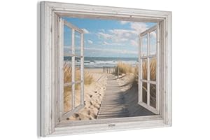 MuchoWow© Felt Panel 100x70 cm Framed Design Print Accent Interior Wallart Decoration Wall Art Window - Sea - Coast - Nature - Beach - Wadden Sea