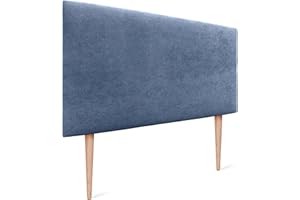DHOME Testata in similpelle o tessuto AQUALINE Testata imbottita liscia Testata letto di lusso (95cm Con Gambe (Letti 70/80/90), Tessuto Blu)