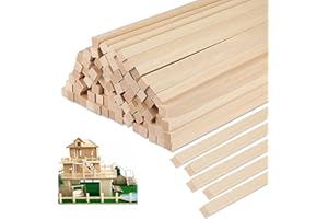 JNYUTEEN 100 Piezas Palitos de Madera, 300 x 3 x 3 mm Palos Cuadrados de Madera, Palitos de Maderas Listones de Maderas para Manualidades Bricolaje Modelismo Decorar