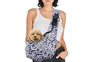 Avont Bandolera para Perro Pequeño y Gatos Menores de 7 kg, Transportadora Cruzada Sin Manos con Correa Ajustable y Acolchonada, Bolsillo Extra, Bolsa Segura y Suave para Paseos y Salidas-Bomi