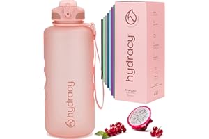 Hydracy Water Bottle with Times to Drink & Straw -Large 2 Litre BPA Free Motivational Water Bottle & No Sweat Sleeve -Leak Proof Gym Bottle with Time Marker -Ideal for Sports & Outdoors