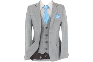 SIRRI Costume à Carreaux Formel pour garçon Ensemble de 6 pièces pour Occasions spéciales