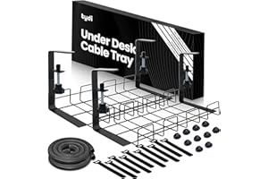 Tydi Cable Management Under Desk - 2X Trays, 40 cm Long Cable Tray Under Desk for Wire Management - Keep Your Desk Cable Tidy & Neat Looking - Under Desk Cable Management Tray