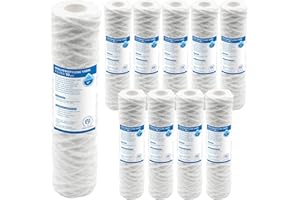 KNM TRADE Filtre à fil enroulé 10" – Lot de 10, 5µm, cartouche pour élimination des impuretés mécaniques comme sable, boue et rouille, durée de vie jusqu’à 6mois