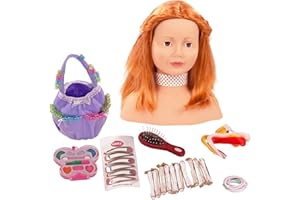 Götz 1192054 Tête à coiffer aux Cheveux Roux et aux Yeux Bruns - Tête à coiffer et à maquiller de 28 cm de Haut dans Un Set de 58 pièces- Convient aux Petites Filles à partir de 3 Ans