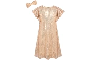 GRACE KARIN Mädchen Festliches Kleid Elegant Pailletten Party Weihnachten Hochzeit Geburtstag Kleider 6-12 Jahre