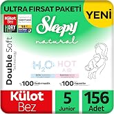 Sleepy Natural Double Soft Ultra Fırsat Paketi K&uuml;lot Bez 5 Numara Junior 156 Adet