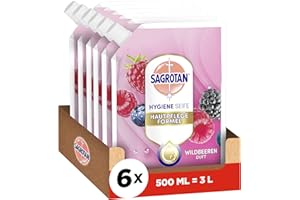 ‎SAGROTAN Sagrotan Handseife Nachfüller Brombeere und Waldfrüchte – Feuchtigkeitsspendend und stark gegen Bakterien – 6 x 500 ml Handseife