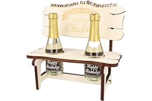 WORTGEFECHTE XXL Echtholz Proseccobank mit Gravur Liebste Chefin|Holzbank mit 2 Proseccoflaschen|Hochzeitsgeschenk für Brautpaar|Trinkspruch |Geschenke Paare|Geschenk für Pärchen|Geburtstag|Jubiläum Proseccobank