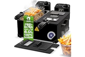 TURBOTRONIC BY Z-LINE Freidora doble de zona fría / 2x 3L / con contenedor de aceite extraíble (apto para lavavajillas) / acero inoxidable