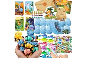 Gutenguy Dino Party Mitgebsel Kindergeburtstag, Mitgebsel Kindergeburtstag, Dino Party Mitgebsel mit Dino Einladungskarten, Dino Papier Partytüten Kindergeburtstag Dino Spielzeuge für Jungen Mädchen