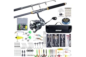 ‎GOTURE Goture Angelset Komplett (24T Carbon), Teleskop-Brandungsrute aus Kohlefaser & Spinnrolle mit 9+1 gekapselten Kugellagern, inkl. Angelwerkzeuge, Rollentasche - Professionelles Angeln im Salzwasser