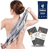 Yiclick Body Scrub Sponge, 2 Towels, One Soft and Rough, Back Scrub, Japanese Loofah Exfoliating Towel, Bath and Shower Spong