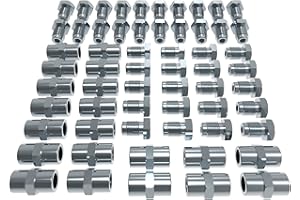 AUPROTEC 40x raccordo maschio + 20x connettore femmina per Tubo di Freno Ø 4,75 mm Svasatura DIN F M10 x 1 Kit per collegamento dei Tubi Freni conforme DIN/ISO 1651