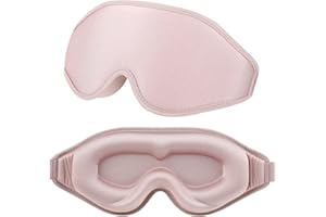 WLLHYF Silk Sleep Mask, 3D Stereo Deep Sleep Eye Mask Comfortable Adjustable Cute Block Out Light Eye Covers for Man and Woman All Night Sleep (Pink)