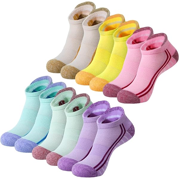 Lot De 9 Paires Chaussettes Sport Femme Invisibles - Taille 35-40 - Silicone Antidérapant - Multicolores