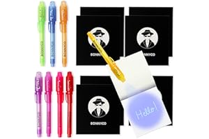 BONNYCO Stylo Encre Invisible et Carnet de Notes, Pack de 8 Petits Cadeaux Anniversaire Garçons et Filles. Cadeau Anniversaire Enfants, Cotillons, Jouets Pinata. Pochette Surprise, Prix d'École Élèves