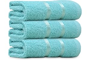 Towelogy® Luxury Egyptian Cotton Face Cloth Flannel Fingertip Towels Set 500 GSM Supersoft and Highly Absorbent Washcloths 30x30 cm (Pack 3, Aqua)