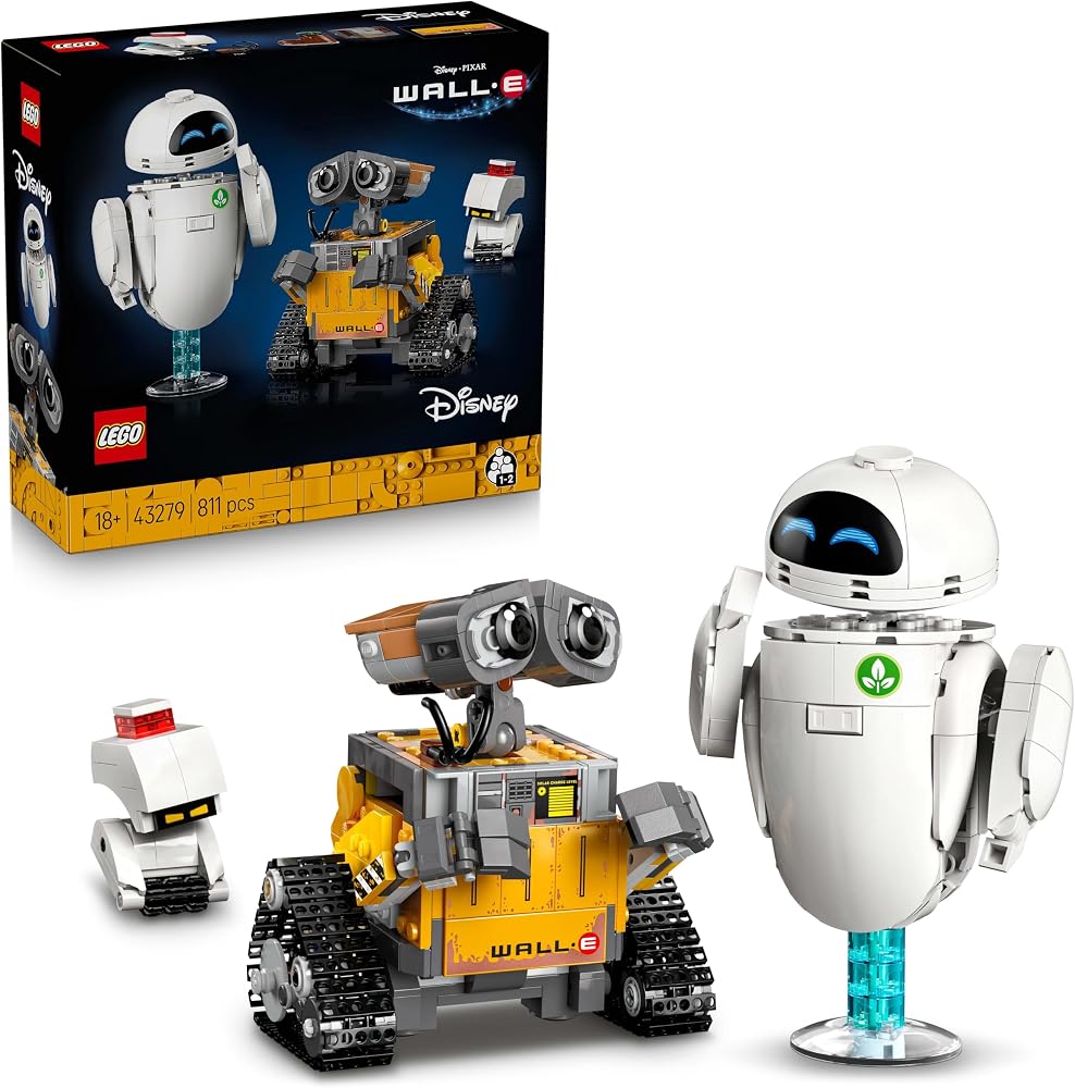 LEGO ǀ Disney ve Pixar WALL-E ve EVE 43279 | Film Sever Yetişkinler için Dekoratif ve Koleksiyonluk Animasyon Film Karakterleri Model Yapım Seti, Hediye Fikri (811 Parça)