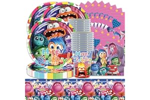 SHAMOPARTY Set di 61 stoviglie per feste di compleanno, decorazioni per interni ed esterni, stoviglie per feste, ragazzi e ragazze, include piatti di carta, tovaglioli di carta, tazze per 20 persone