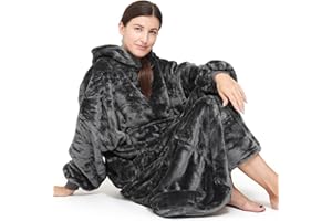 Winkcao Decke Sweatshirt Hoodie Decke, tragbare Decke Decke Hoodie für Frauen, Kapuzendecke gemütliche Decke Damen, super warme und übergroße Decke mit Ärmeln und riesiger Tasche