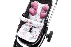 TOTSY BABY Coussin de siège coussin de poussette - coussin de poussette enfant ensemble universel respirant avec protection de ceinture 75 x 35cm Velorus Rose Attrape Rêves
